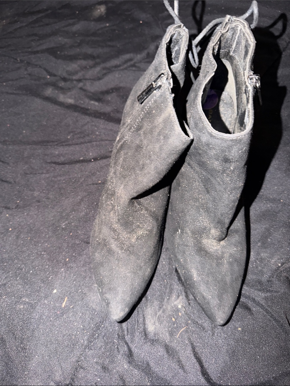 Source Unknown Black Suede Pointed-Toe Ankle Booties